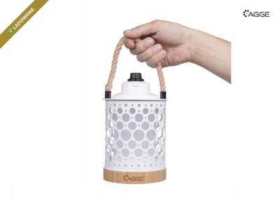Lampka LED AGGE Radiance 670 lm idealna na camping i do ogrodu Biała