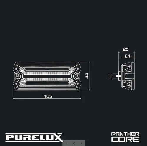 Purelux Panther Core-R Tylne Lampy LED Stop Kierunek Pozycja 12V 24V IP69