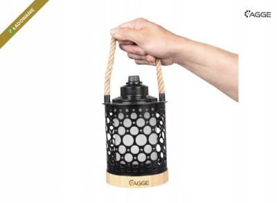 Lampka LED AGGE Radiance 670 lm idealna na camping i do ogrodu Czarna