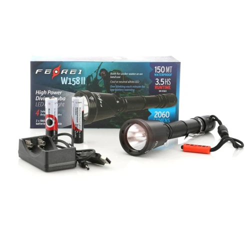 FEREI W158II Latarka Nurkowa LED 2060lm Akumulator 150m IPX8 210mm