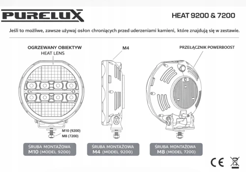 PURELUX Heat 7200 4szt. Lampa dalekosiężna LED 18 cm 135W 435m Zestaw WRC