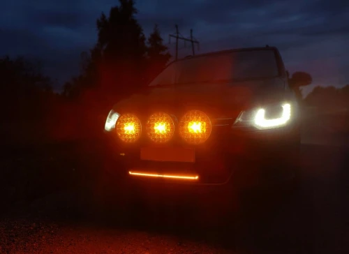 PURELUX 9110 Lampa dalekosiężna LED DRL – 23 cm / 175W okrągła Zestaw WRC