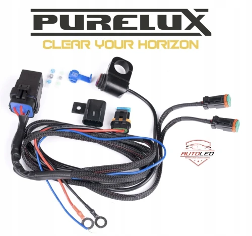 Wiązka przewodów z przekaźnikiem PURELUX Pro Serie ATV IP66 12V, 2 wyjścia