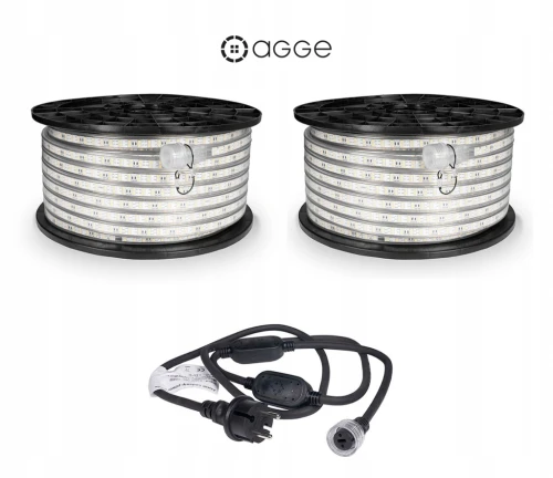 AGGE 230V – TAŚMA LED ROBOCZA 2 X 50M / 1500 LM/M / 12 W/M / IP65 100M