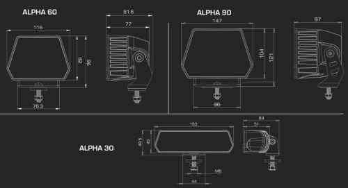PURELUX Panther Alpha 60 lampa LED 12 cm 60W spot Lampa robocza dodatkowa