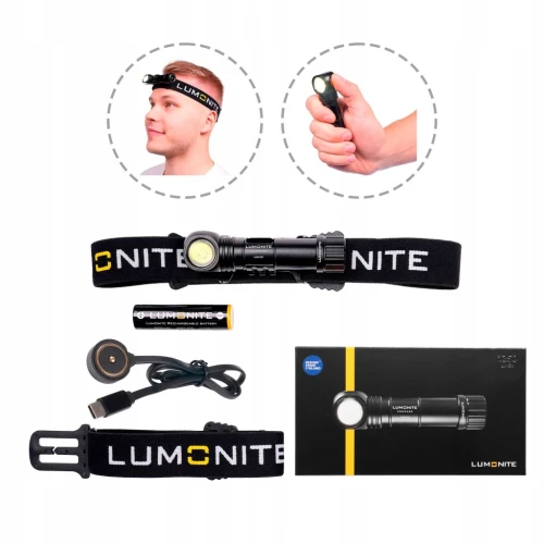 Latarka czołowa LUMONITE Compass - 1250 lm Aku- 3500 mAh Uchwyt rowerowy