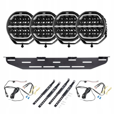 4x Lampa LED OZZ XR2 P9 Black 9" 10600 lm ECE R112 Uchwyt + instalacja