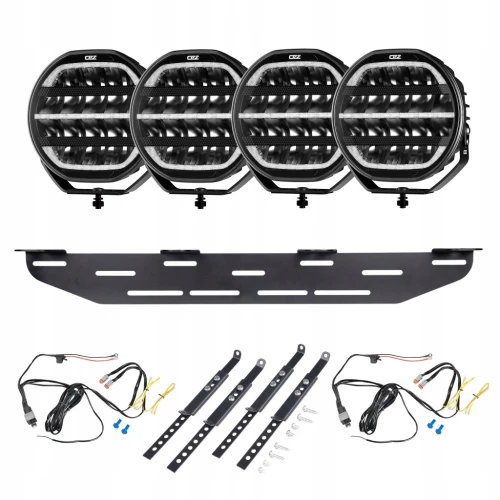 4x Lampa LED OZZ XR2 P9 Black 9" 10600 lm ECE R112 Uchwyt + instalacja