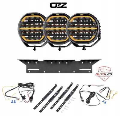 3x Lampa LED OZZ XR2 P9 Black 9" 10600 lm ECE R112 Uchwyt + instalacja