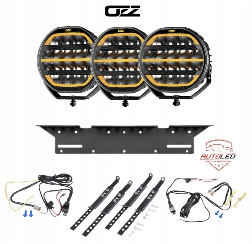 3x Lampa LED OZZ XR2 P9 Black 9" 10600 lm ECE R112 Uchwyt + instalacja