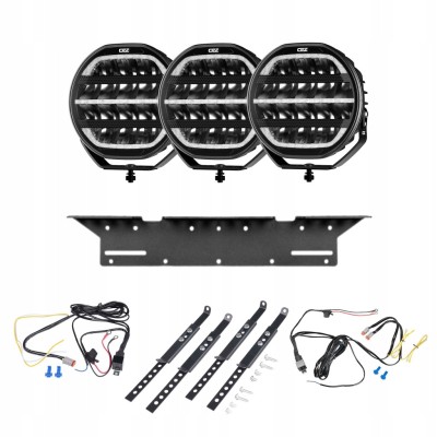 3x Lampa LED OZZ XR2 P9 Black 9" 10600 lm ECE R112 Uchwyt + instalacja