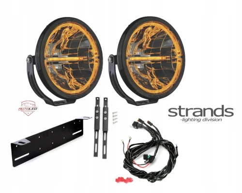 Lampa LED STRANDS Ambassador Dark 23 cm 67W Off-Road Okrągła Uchwyt + Insta